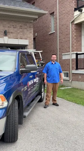 RedOak technician arriving for a garage door project walkthrough